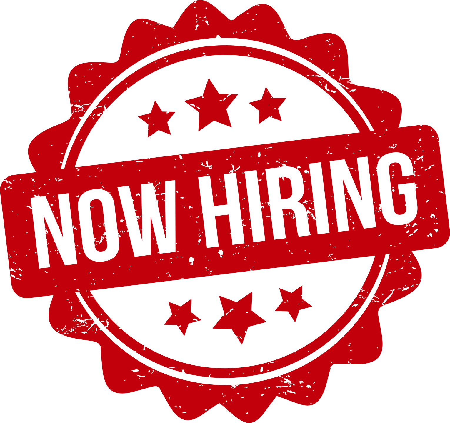 Red now hiring stamp